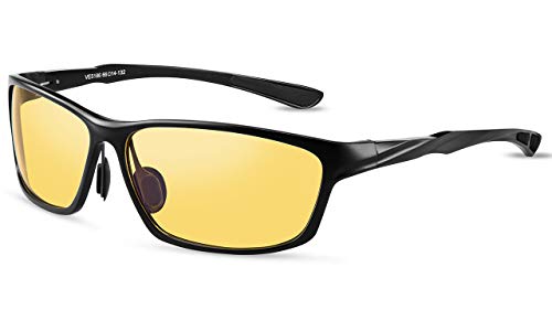 VEOAY HD Night Driving Glasses Anti Glare Polarized Night Vision Glasses Safe Driving Glasses for Men Women (yellow 7)