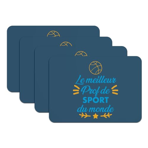 Set de table caoutchouc bleu basket grand format 4 pcs - 2