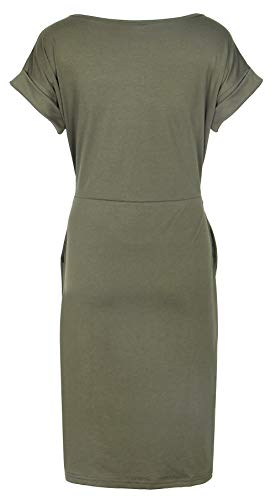 Roselux Women's Elegant Short Sleeve Wear To Work Casual Pencil Dress With Belt (561#Army-Green,S) #TOP3