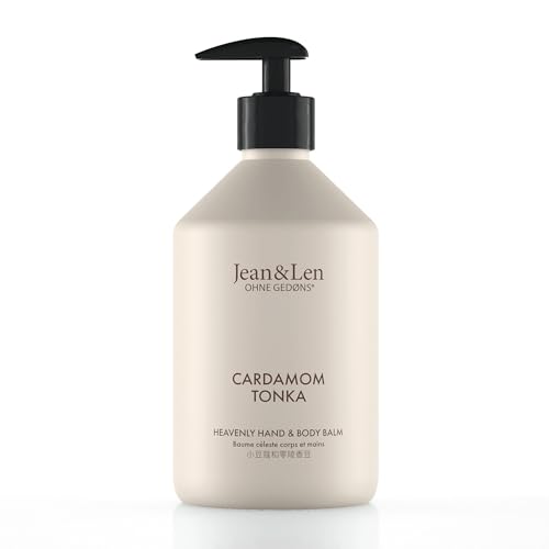 Jean & Len Heavenly Hand- & Body Balm Cardamom & Tonka, für ein duftendes Pflegeerlebnis, mit Bio-Arganöl und Sheabutter, Hochwertige Flasche, ohne Parabene & Silikone, 500 ml