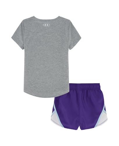 Image of Under Armour Girl's 2-piece Short Sleeve Tee and Shorts Set, Lightweight and Comfortable