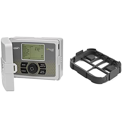 Orbit 57950 B-hyve Smart 12-Zone Indoor/Outdoor Sprinkler Controller, Compatible with Alexa & Orbit FBA 53230 Valve Box Base, Black