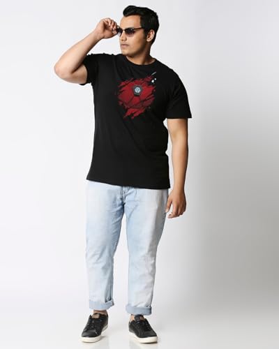 Image of Bewakoof Official Marvel Merchanidse Men's Graphic Printed Regular Fit Half Sleeve Round Neck Cotton Plus Size T-Shirt