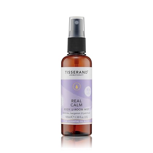 Tisserand - Real Calm Body & Room Mist - 100% Pure Essential Oil - Lavender, Bergamot, and Patchouli - Calming Aromatherapy - 100ml