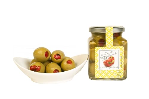 UnOlivo Aceituna Gordal Rellena De Pimiento Rojo Natural | Oliva Marinada | Relleno Exquisito | Sabor Mediterraneo