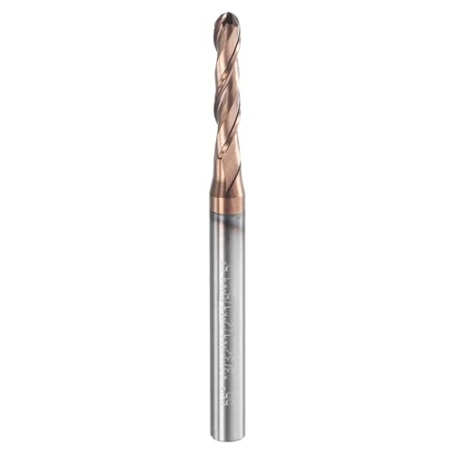 Image of HARFINGTON Ball Nose End Mill 2 Flute 3 /32 inch Diameter 1 /8 inch Shank Tungsten Carbide TiAlN Coated Spiral CNC Router Bits 1 /2 inch Cutting Length Single End Ball for Engrave Carving Machine Tools