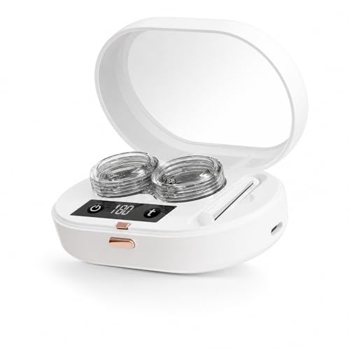 Neliangia Ultrasonic Contact Lens Cleaner Machine Vibration Contact Lens Cleaner Case with Digital Timer Portable Sonic Contact Lenses Cleaner Machine Fit Disposable Soft Colored & RGP Lenses