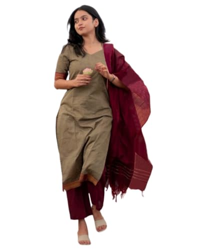Image of ANNI Designer Women's Rayon Viscose Straight Kurta Set with Pant and Dupatta | Stylish Long Kurti Dress for Festive, Party, and Ethnic Wear
