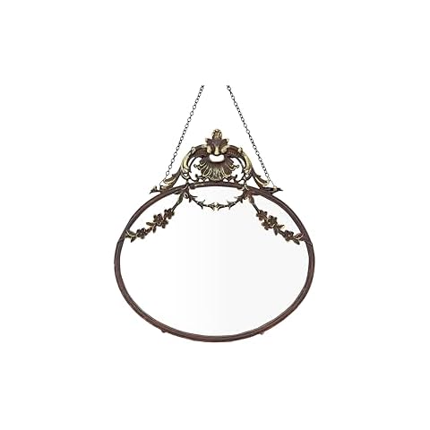 Creative Co-Op Antique Pewter Framed Wall Mirror with Decorative Chain, Antique Bronze Cover