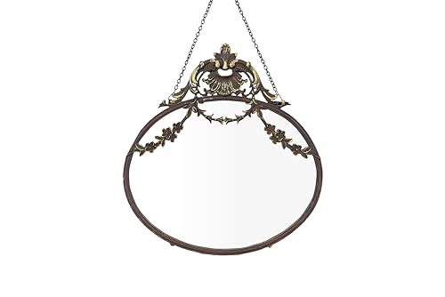 Creative Co-Op Antique Inspired Hanging Oval Mirror with Pewter Frame