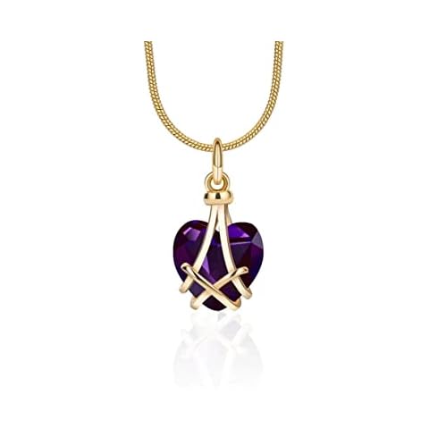 BZEBI Heart Diamond Necklace For Women Girls 14K Gold Plated With Cubic Zirconia Birthstone Jewelry Dainty Gift Cover