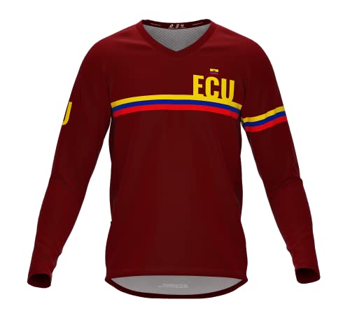 MTB BMX Cycling Jersey Long Sleeve Code Ecuador Vine for Men - Small Red