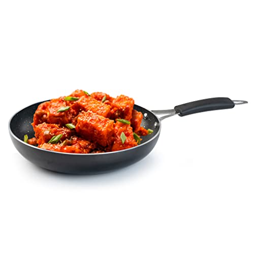 AGARO Elegant Non Stick Frying Pan, 2.25L Capacity, 24 cm Diameter, Induction and Gas Oven Friendly, Riveted Cool Touch Handle, Granite Finish, PFOA Free, 4mm Thick, Cooking, Frying, cookware, Black