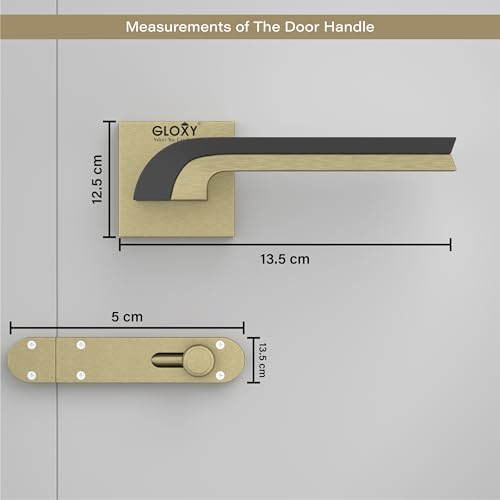 Image of GLOXY Zinc Premium Door Lock Set for Bathroom,Mortise Door Lock Handle Set for Balcony,Keyless Lock Pull Handle Set for Storeroom | Antique & Black Finish (2 Years Warranty, Pack of 1)