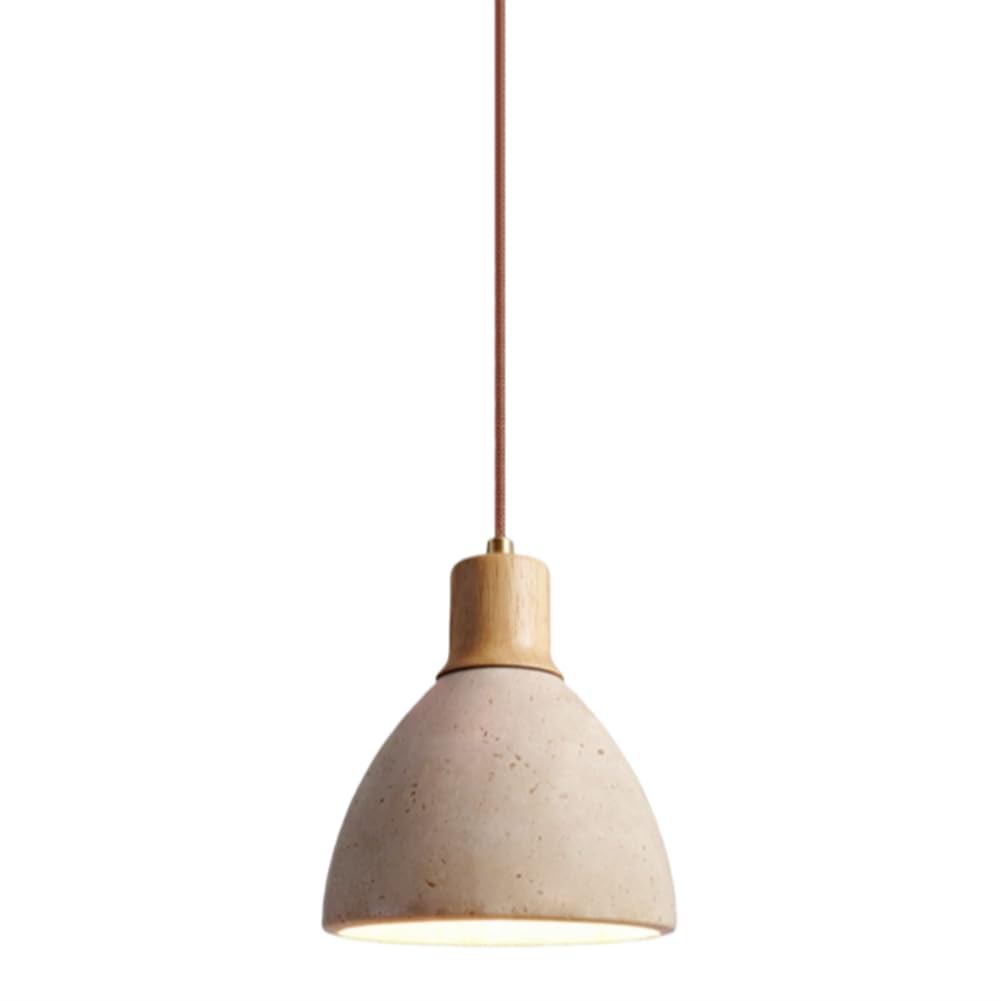 Lámpara colgante travertino y madera amarilla para cocina y mesita