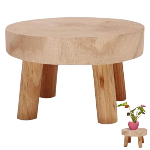 Temeemeg Support pour plantes en bois, tabouret robuste pour plantes d'intérieur, support en bois pour exposer des Pots succulents et décorer des bûches...
