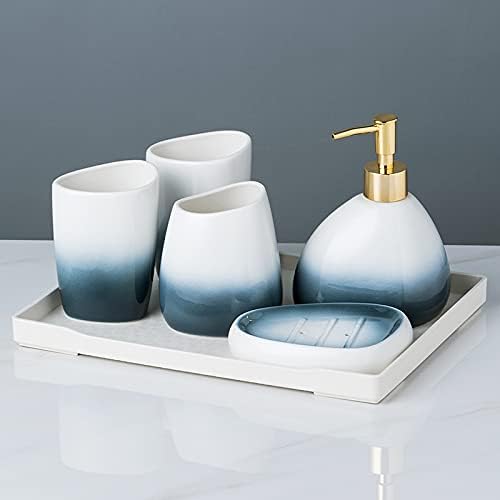 Elegant 6Piece Ceramic Bathroom Accessories Set with Lotion Dispenser