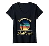 Mujer España Isla Baleares Mallorca Beach Hotel Sea Travel Camiseta Cuello V
