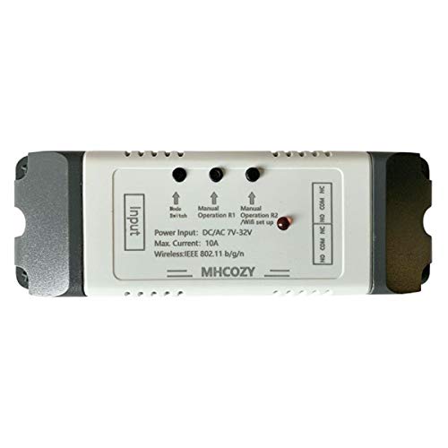 MHCOZY Módulo de interruptor de relé RF WiFi de 2 canales, aplicación Ewelink, control remoto WIFI para control inteligente de acceso a la puerta del garaje, compatible con Alexa Goolge Home (5-32V) Cover