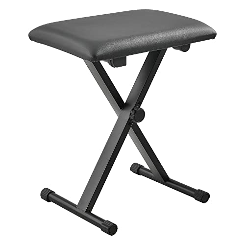 Tabouret Pliable pour Piano Siège Rembourré Réglable en Hauteur Banquette pour Clavier Banc Pianiste Fer Similicuir Noir