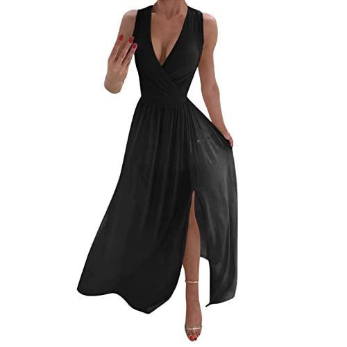 Robe de plage col en V midi pour femme - Coupe ligne A élégante