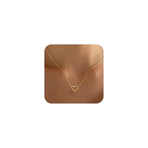 BAYLAY Heart Necklace for Women Girls, 18K Gold Plated Small Heart Necklace Gold Necklace for Women Trendy Teen Girl Gifts Trendy Stuff Gold Jewelry Christmas Gifts for Women Girls