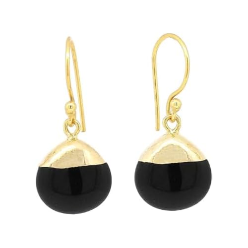 Image of Gempires Natural Gemstone Teardrop Dangle Earrings, Black Obsidian
