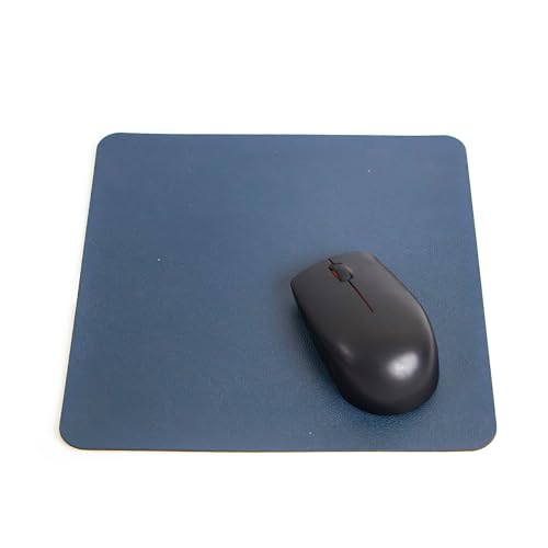 Image of Bellblock Mouse Pad | Computer Mouse Mat | Vegan PU Leather | Anti-Slip | Smooth Mouse Control | Spill-Resistant Surface | Blue & Tan | 22 x 22 cm (Pack of 1) (Blue & Windsor Tan, Square)