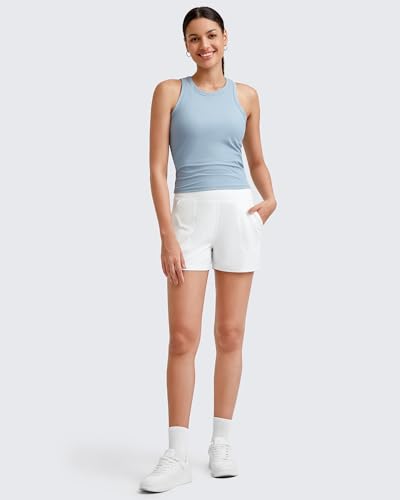 Image of G4Free Workout Tank Tops for Women Slim Fitted Racerback Ribbed Athletic Gym Yoga Tanks Summer Casual