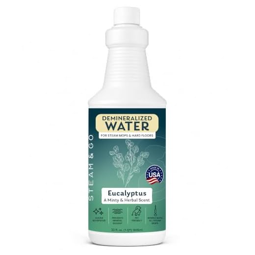 Steam & Go - Demineralized Water for Steam Cleaner, PVC-Free Floor Cleaner Liquid Compatible With Any Mop Steamer, Ready-to-Use Multisurface Cleaner, Scented Mop Solution, Eucalyptus Mint, 32 oz