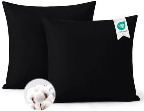 Aisbo Kissenbezug 80x80 Baumwolle 2er Set - weiche Kopfkissenbezug 80 x 80 Schwarz mit Reißverschluss, 80x80cm Pillow Cover Pillowcase