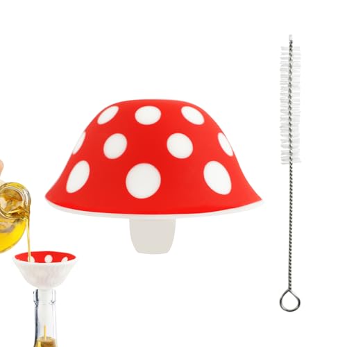 Image of Red Mushroom Funnel,Silicone Small Funnel Mini Funnels for Kitchen Uses Filling Bottles for Filling Small Bottles,Collapsible Cool Kitchen Gadgets