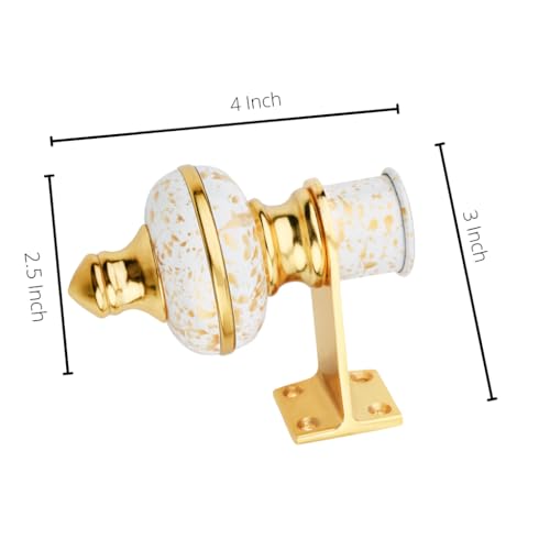 Image of Stylish Curtain Hooks /Curtain Knobs /Rod Rail Bracket for Home White Gold Finish (24P, White Gold)