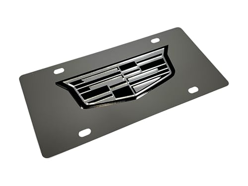 Eurosport Daytona- Cadillac Logo Black & Mirror Compatible with 2014- Current - Stainless Steel License Plate