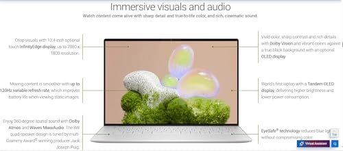 Image of NewDell XPS 13 9350 Business Laptop, AI Copilot+ PC (13.4 inch Touch 2.5K 120Hz, Inte.l Core Ultra 9 AI NPU, 32GB RAM, 1TB SSD), Backlit KB, FP, Light Weight + Ultra Thin, WiFi7, Win 11 Pro, w /USB-C Hub