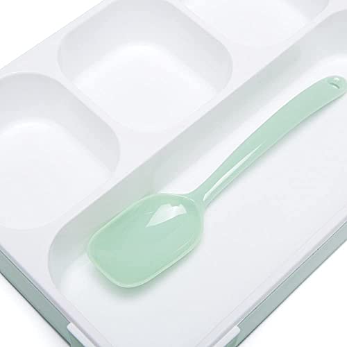 Image of ORPIO (LABEL) 4 Compartment Plastic Bento Leak-Proof Picnic Food Container BPA-Free Microwave and Dishwasher Safe with Spoon School Office Picnic Outdoor Tiffin Box