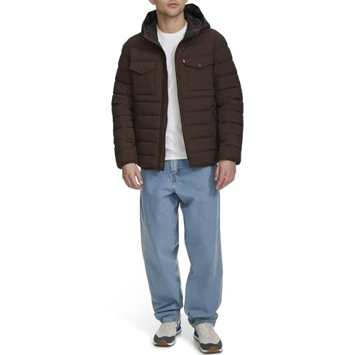 Image of Water Resistant Performance Stretch Hooded Puffer Jacket