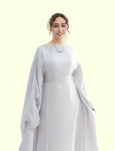 Image of Dubai Bat Sleeve Dress Shiny Robe for Women Muslim 1pc Abaya Eid Prayer Clothes Soft Dubai Travel Party Dress Maxi Abaya