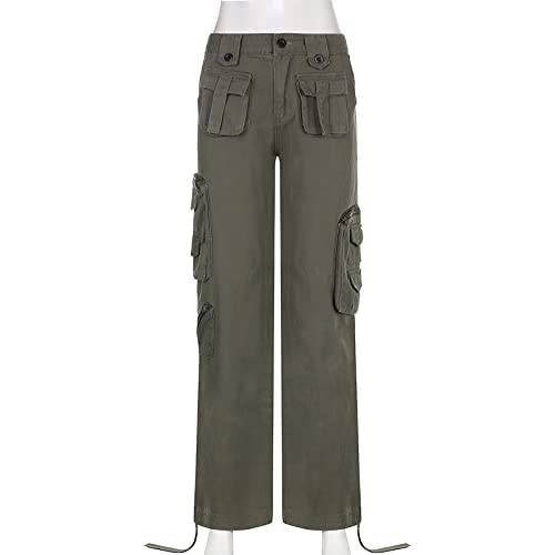 Women's Solid Color Low Waist Slim Denim Cargo Pants Y2K Pants4