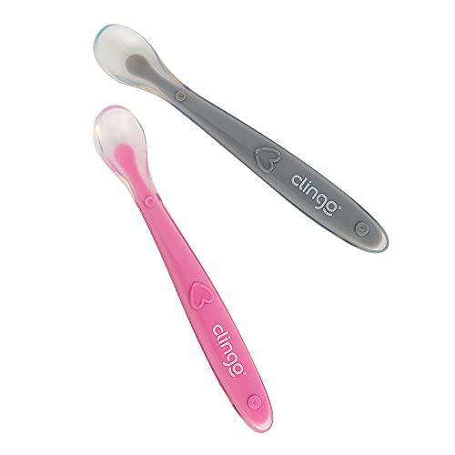 Clingo Colher Silicone Premium Colors Rosa - Kit 2 Unid Rosa/Cinza