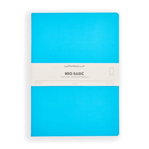 Image of myPAPERCLIP NeoBasic A4 Unruled Notebook | 160 Pages, 80 GSM, 250 GSM Soft Cover, A4 (8.27 x 11.69 in) | Light Blue