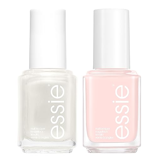 Essie Glazed Doughnut Nails Nail Polish Duo, Pink Iridescent, x1 Pearly White and x1 Mademoiselle Nail Varnish