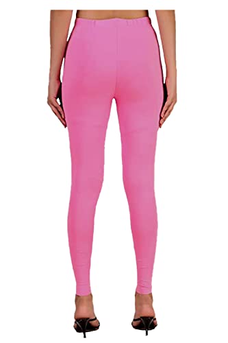 Image of H2 Women's Comfortable Cotton Blend Leggings - Ankle Length, Versatile (in, Alpha, 2XL, Regular, Baby Pink)