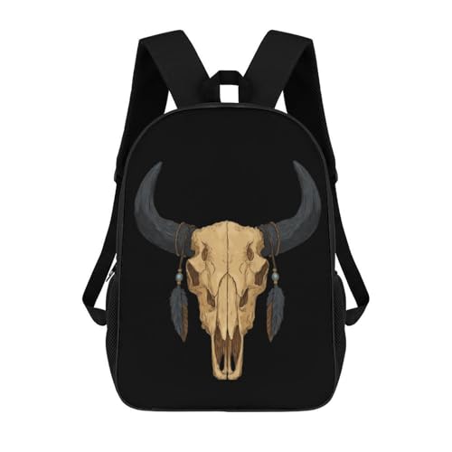 Bull Skull Tattoo Classic 17 Inch Daypack Travel Laptop Backpack