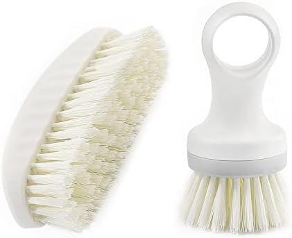 Byingo Vegetable and Fruit Brush Set, 2pcs Potato Scrubber for Food, Veggie Cleaning Brush, Strong Bristles with Palm Held Ergonomic Design