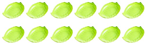Memyme 12 Pcs Green Small Serving Dishes Leaf Shape Trays，for Party Fruit Dessert Dinner Bread，Great As Gifts