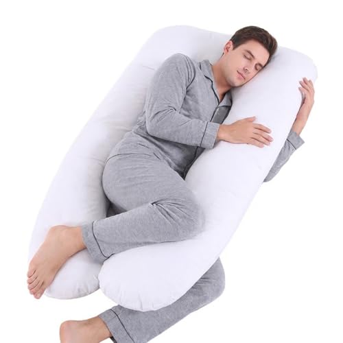 AAFGVC Coussin Ergonomique Chillow Original-Coussin Corps Entier pour Femme Enceinte Support Ergonomique Ventre Et Dos Idéal pour Sommeil Et Allaitement Housse Douce (Blanc,140x80cm(2kg))