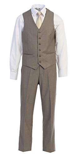Elegant Men's Modern Fit Three Piece Two Button Suit - Many Colors (34 Short, Sand)3