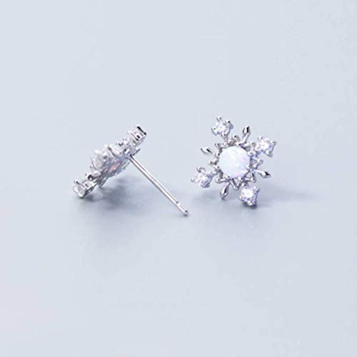 Boucles d'oreilles flocon opale argent S925 diamant souple mode coréenne pour femme