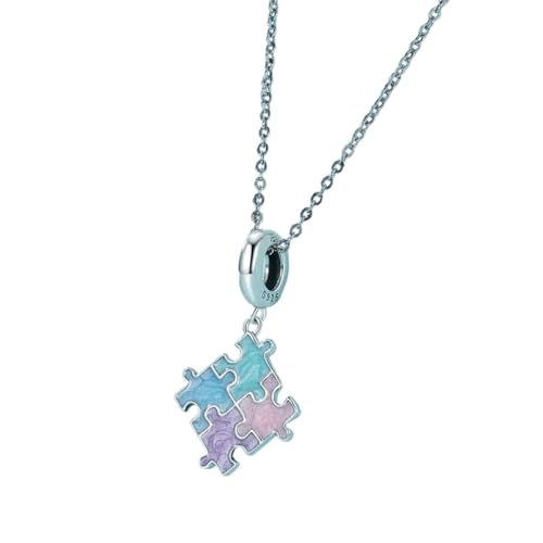 925 coloré puzzle pendentif femmes bracelet mode accessoires fins